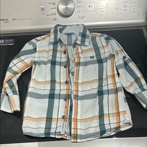 Boys 3T plaid button down long sleeve casual top shirt 100% cotton